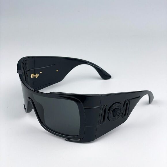 Versace VE4451 GB1/87  Sunglasses Black Dark Grey Wraparound Unisex main image 4